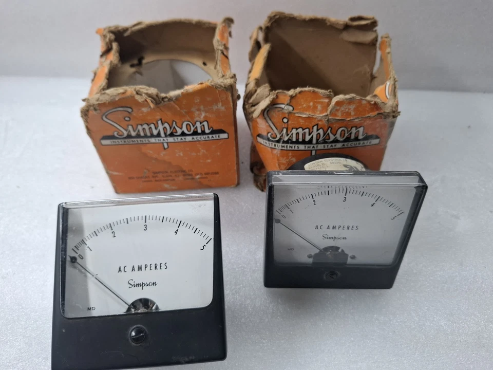 LOT OF 2PCS SIMPSON 1357 ANALOG AC AMPERES PANEL METER